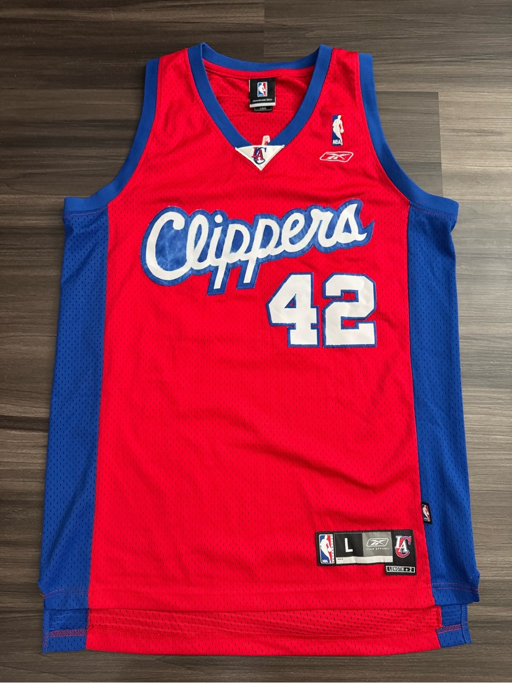 Reebok Elton Brand #42 Los Angeles Clippers NBA Stitched Jersey Length +2 Men L